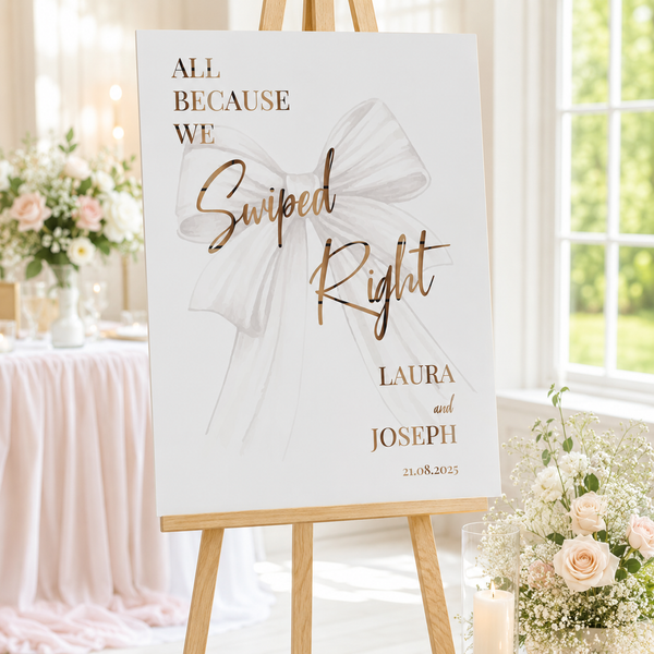 Swiped Right personalised wedding welcome sign - Partysigns.ie