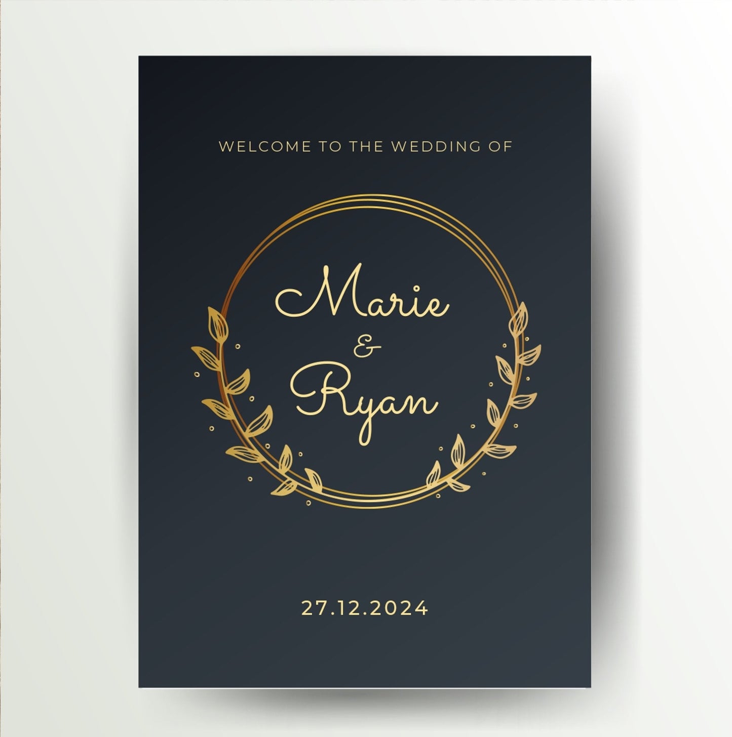Gold Laurel Welcome Wedding Sign - TheWeddingHub.ie