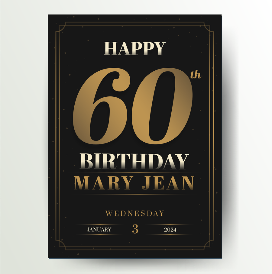 Personalised 60th birthday party sign - Partysigns.ie