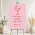 Pink hen party welcome sign personalised with the bride's name - Partysigns.ie
