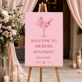 Personalised pink hen party welcome sign for the bride-to-be - Partysigns.ie