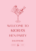 Pink hen party welcome sign detail - Partysigns.ie