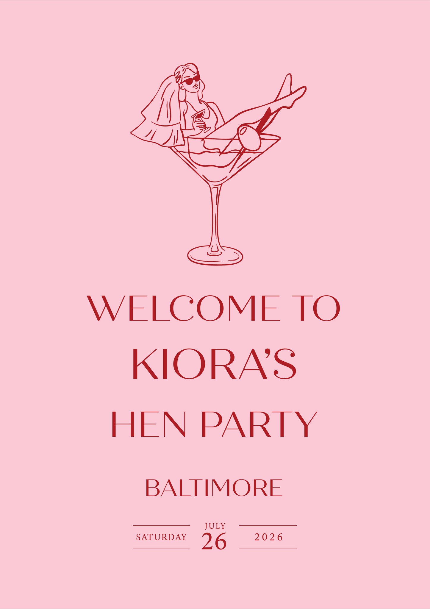 Pink hen party welcome sign detail - Partysigns.ie