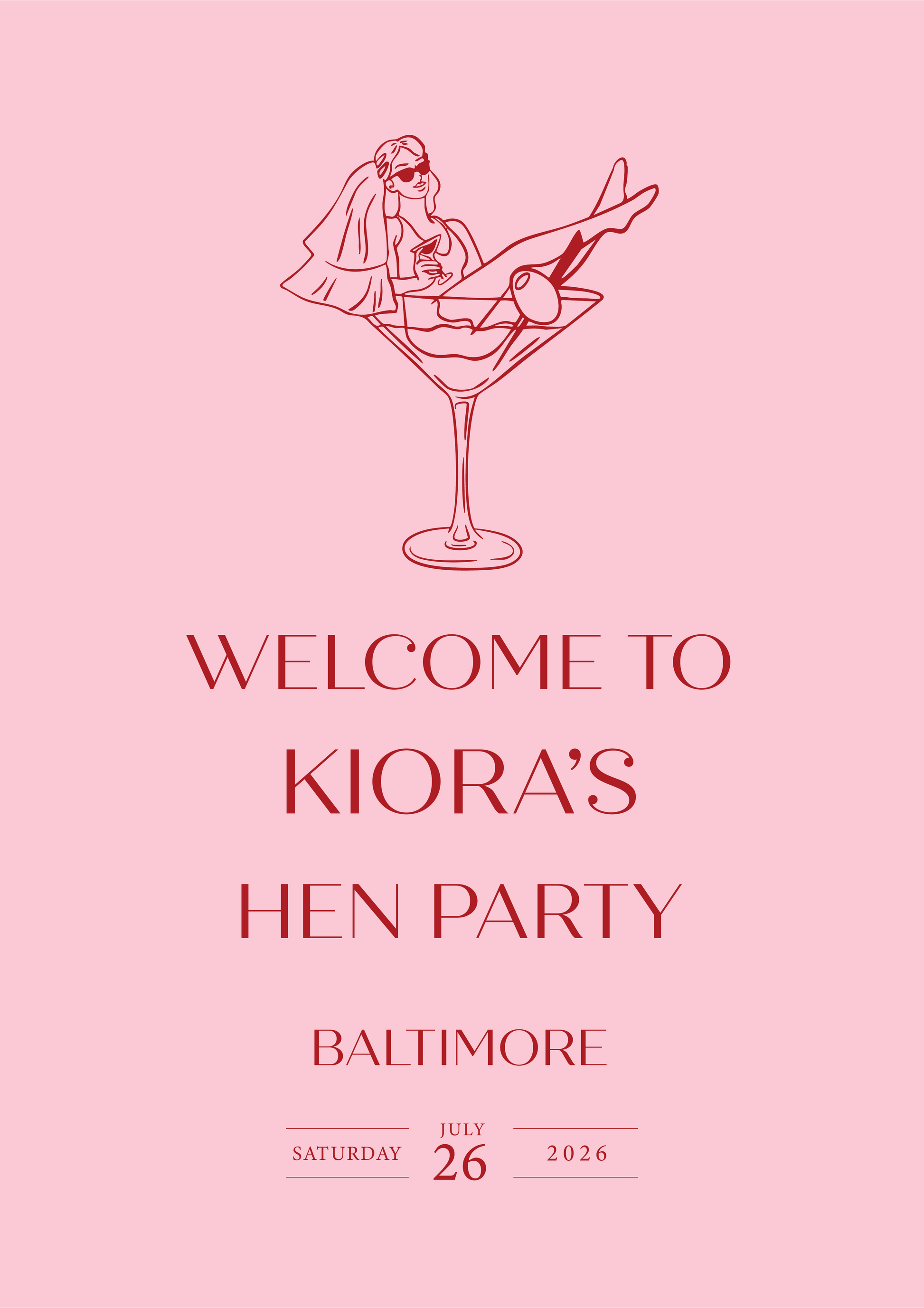Pink hen party welcome sign detail - Partysigns.ie