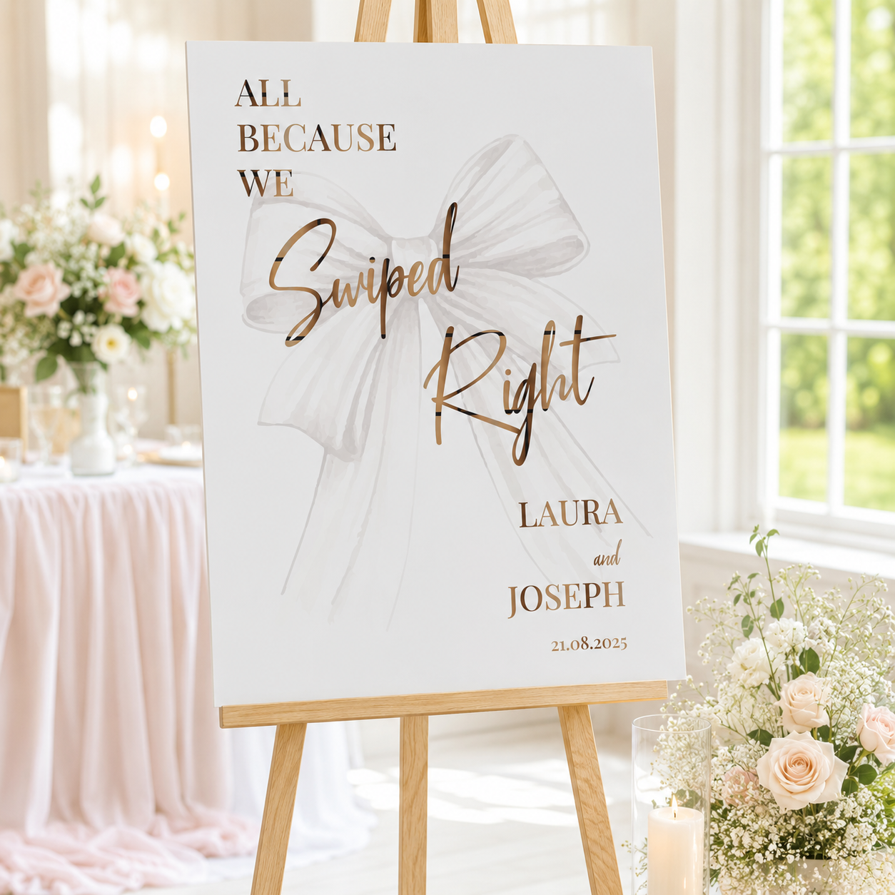 Swiped Right personalised wedding welcome sign - Partysigns.ie