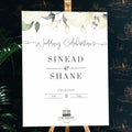 Delicate white rose welcome wedding sign on an easel - Partysigns.ie