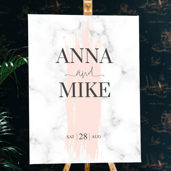 Marble welcome wedding sign on an easel - Partysigns.ie