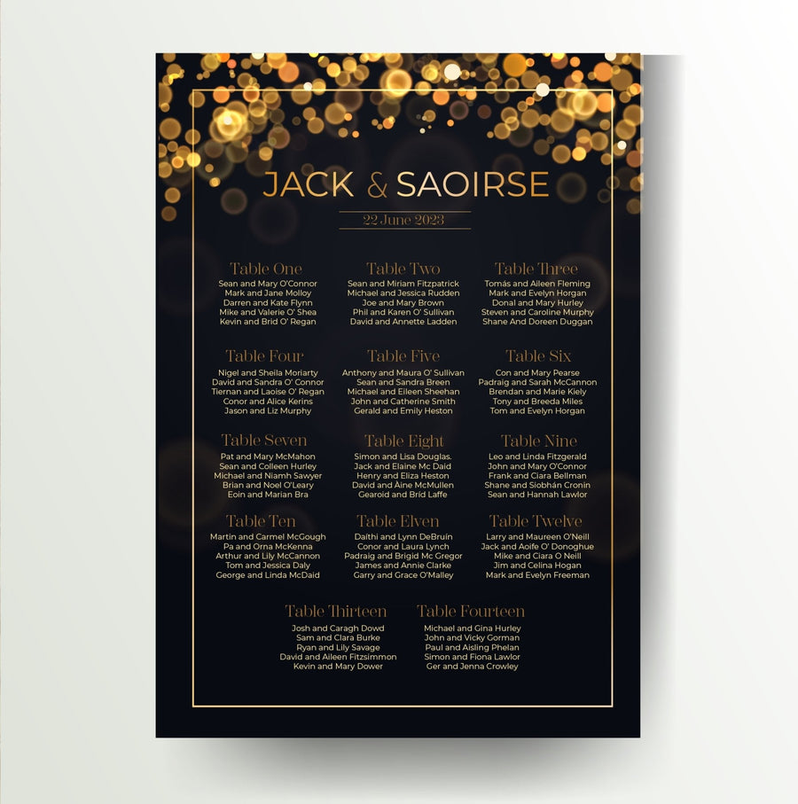 Personalised A1 wedding seating plan - Partysigns.ie