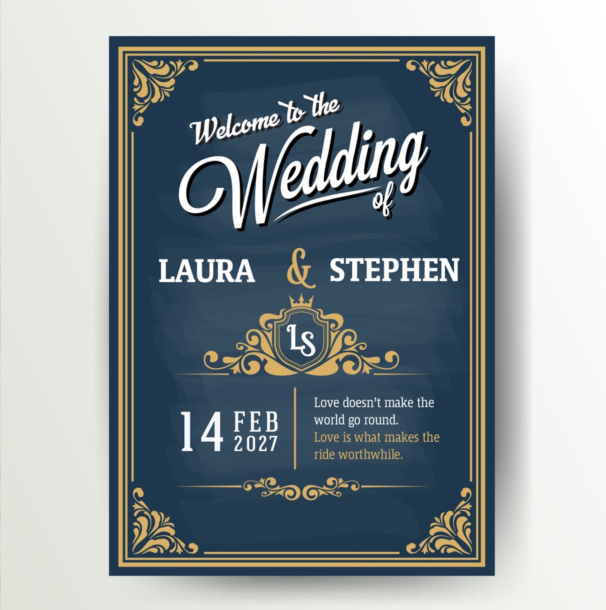 Vintage Gold Frame Welcome Wedding Sign - TheWeddingHub.ie