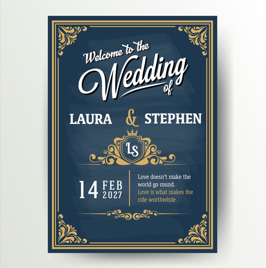Vintage Gold Frame Welcome Wedding Sign - TheWeddingHub.ie