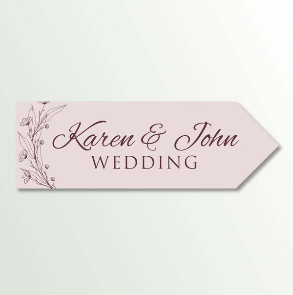 Leaf design personalised wedding directional road sign - Partysigns.ie